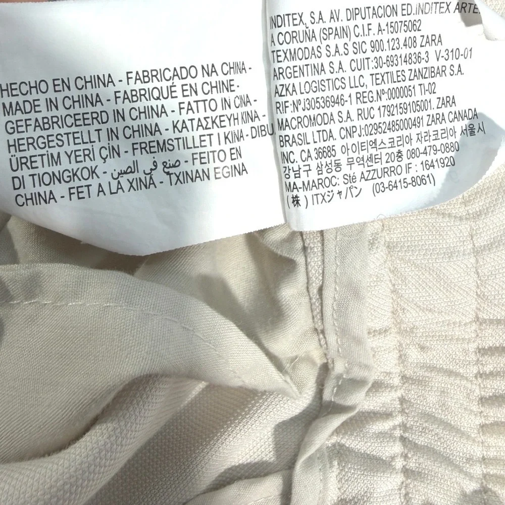 Zara Relaxed‎ Khaki Trouser Pants Womens Medium Beige Drawstring Waist Pants